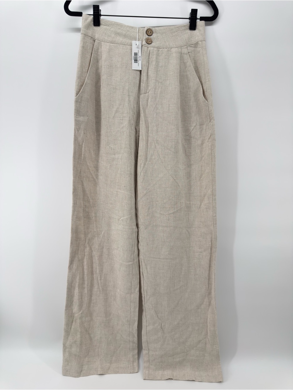 Miou Muse Gabriella Wide-Leg Linen Pants sz M natural cream